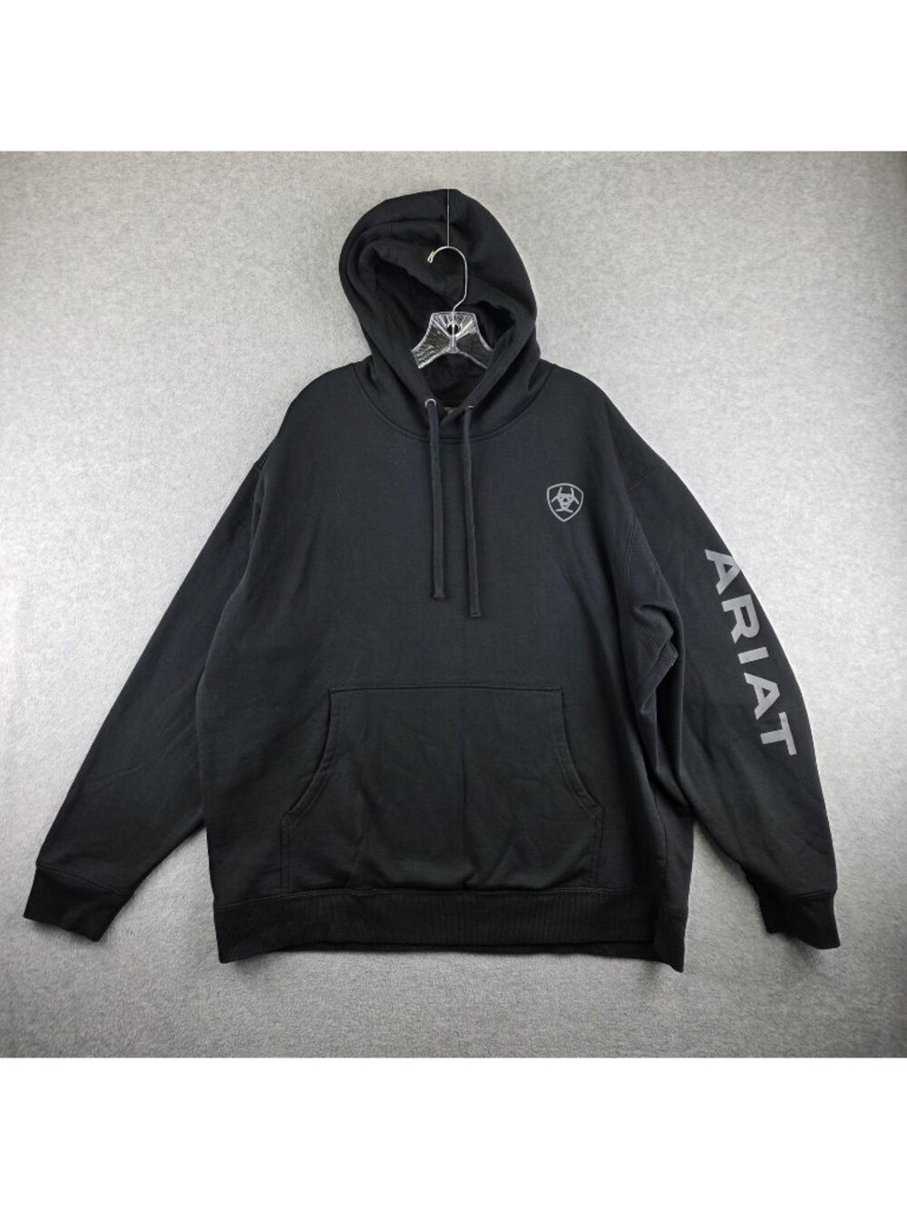 Ariat Hoodie Mens 2XL Black Pullover Hooded Pockets Graphic Fleece Heavyweight